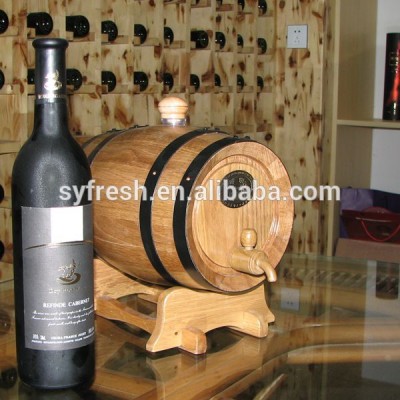 Customized Black hoops 5 Liter oak wooden wine beer barrels for sale